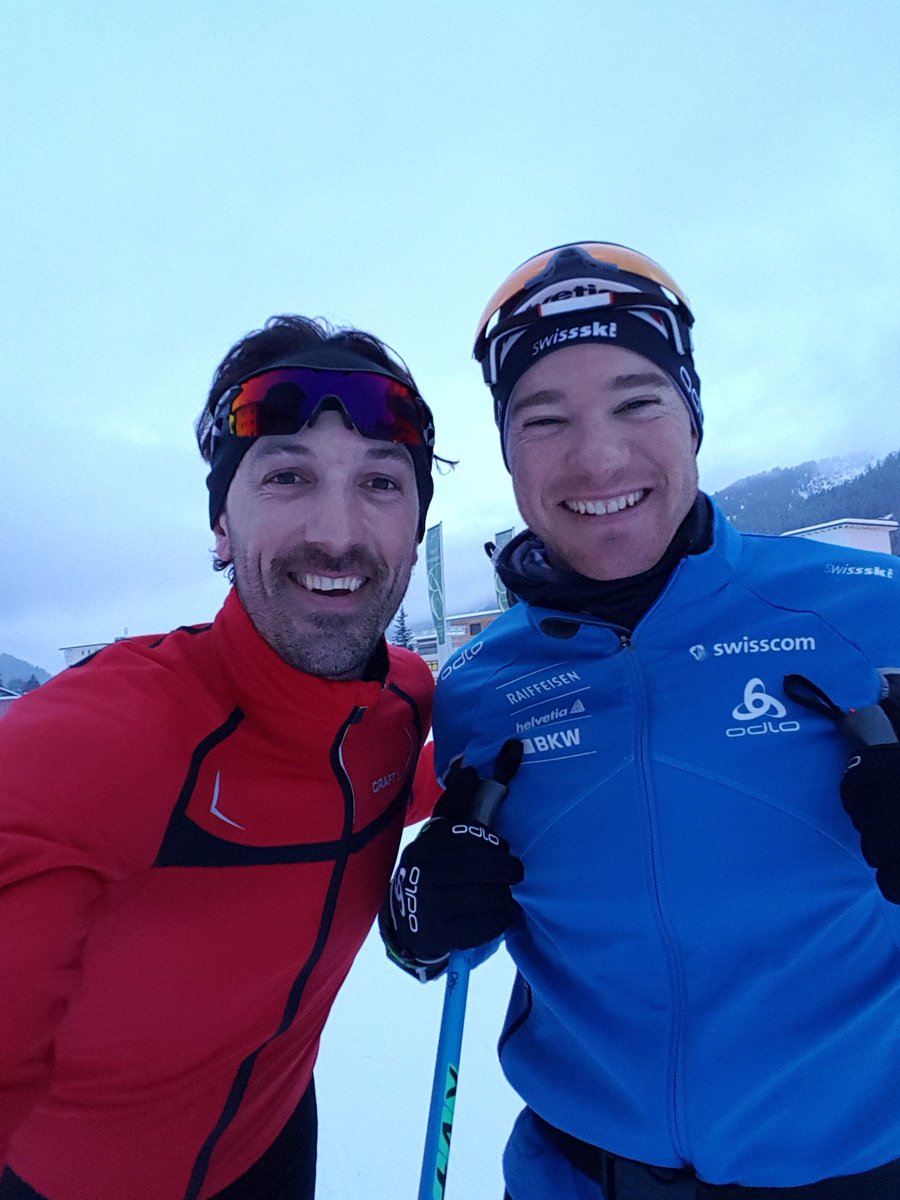 f_cancellara's tweet photo. Awesome 1h training with the champ it self in @DavosKlosters with mister #crosscountryskiing  @dariocologna it was a honour  #muskelkater https://t.co/vcbaYTVW0s