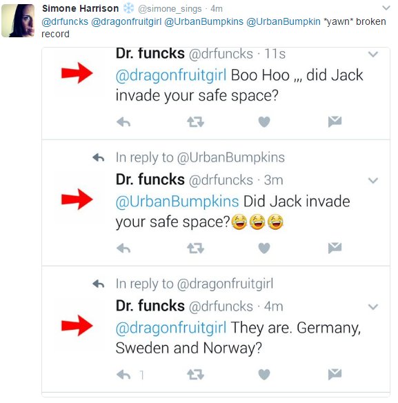 drfuncks's tweet photo. @simone_sings @dragonfruitgirl @UrbanBumpkins @urbanbumpkin 😂😂😂💯% #libtard #gem #snowflake #buttercup #safespacer https://t.co/AJHyXR5Ihw