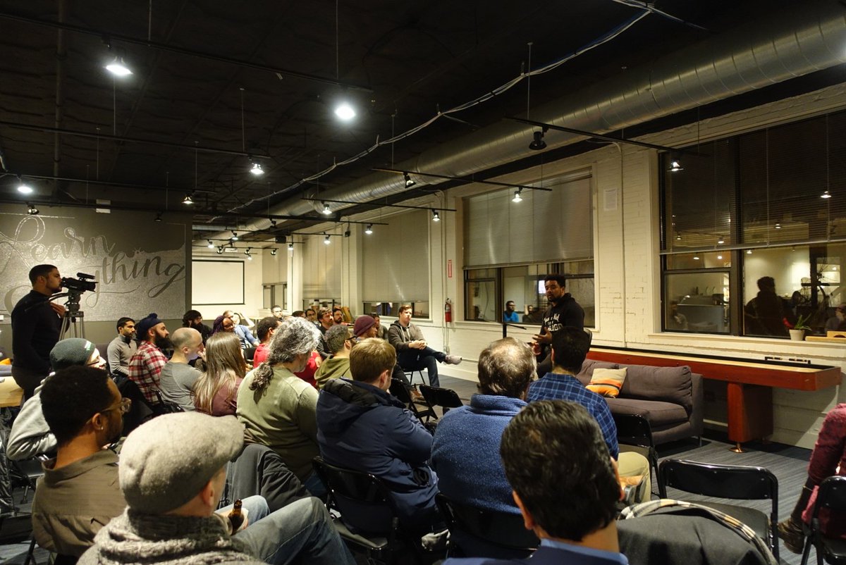 edtechchi's tweet photo. Our 2nd speaker @shokuna told us his story: from the South Side to learning to code to teach others thru starting the first tech bootcamp. https://t.co/wy57VNA8Jh
