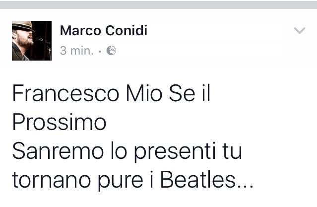 francescabarra's tweet image. @marcoconidi su Totti a #sanremo2017 &quot; se il prossimo Sanremo lo presenti tu, tornano pure i Beatles