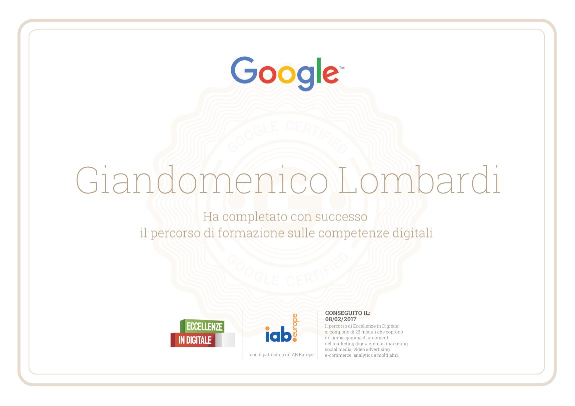 Lombardit_IT's tweet photo. ▶️https://t.co/T0JDv3TuL1 Certificato 📜 @Google #EccellenzeInDigitale. Marketing: email, social media, video, e-commerce, analytics, ecc. https://t.co/zGXNtf9yH9