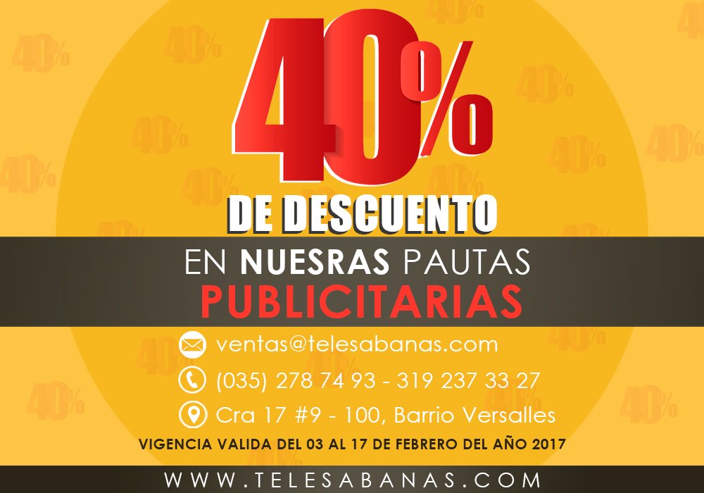 telesabanas1's tweet photo. Aprovecha las ofertas de apertura en nuestras pautas publicitarias. #Telesabanas https://t.co/ap2nZKZ7I2