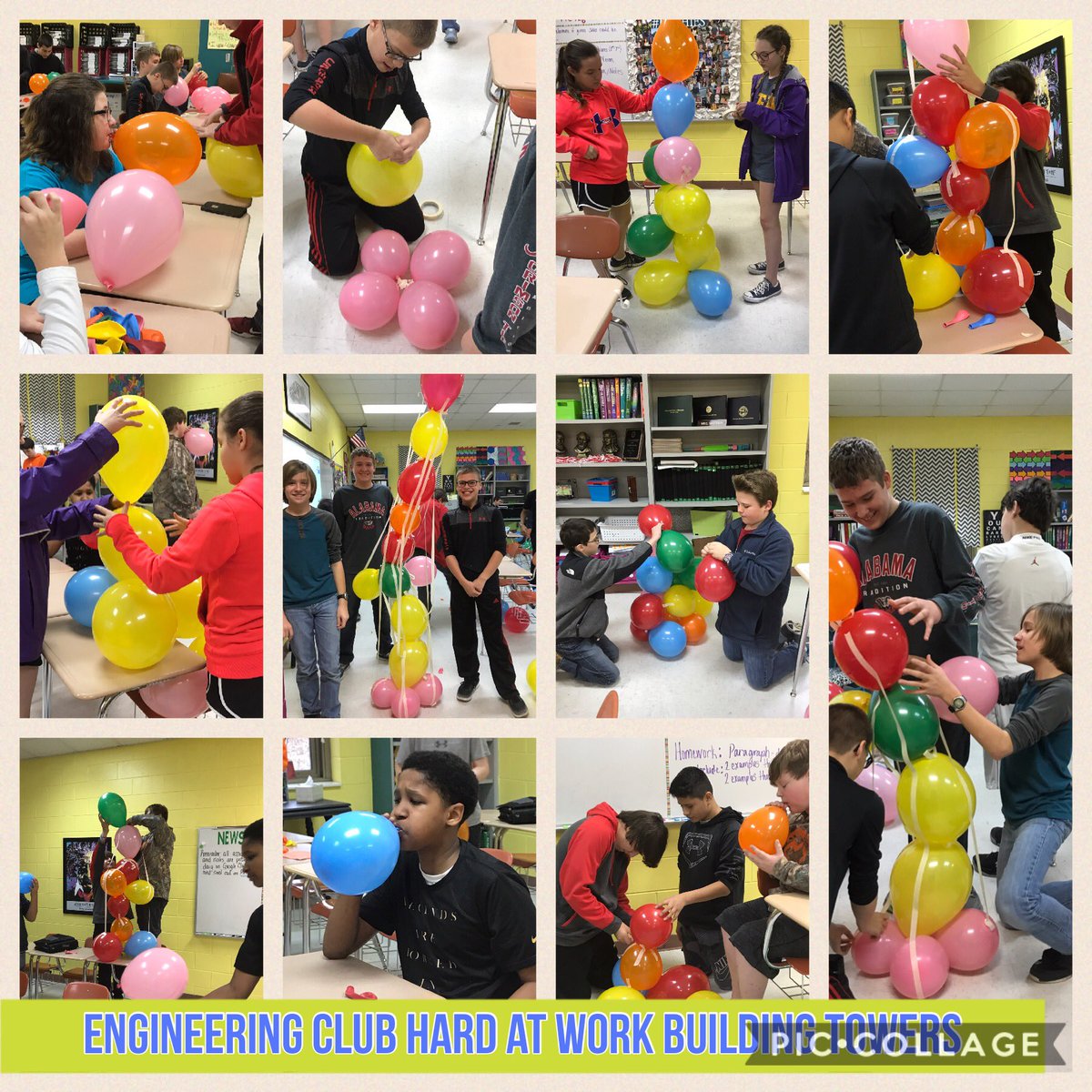 BNSimpson4's tweet photo. Engineering club. Who can build the tallest tower that is most cost effective? #tlap #jrtigers https://t.co/7yztdxsqPa