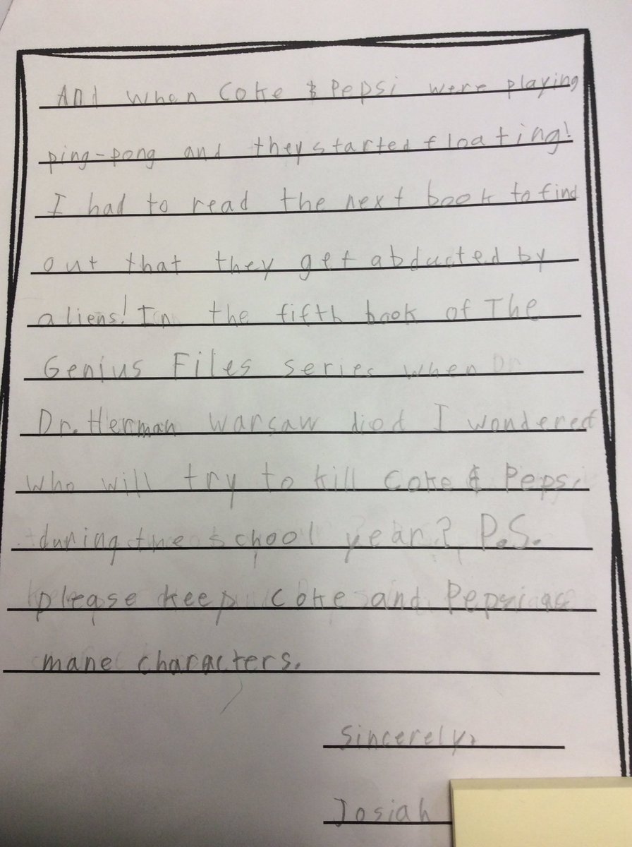 MrsHeyroth's tweet photo. Attention author Mr. Gutman @DanGutmanBooks @DanGutman a letter from a 2nd Grader please write back!  @WRapidsOz https://t.co/ldRl4KdQFF