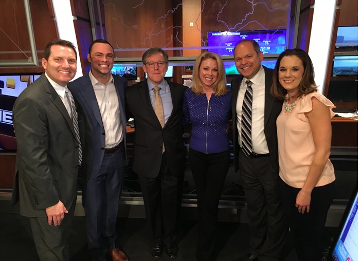 WthrmnSlaughter's tweet photo. It was great to have two of our former Meteorologists in house today during the 70th birthday party! #KSDK70 #5is70 https://t.co/i9mKPWJ5SD