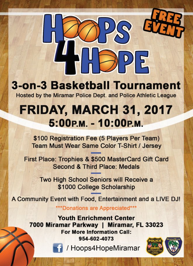 Miramar Police on Twitter "Hoops for Hope Basketball Tournament and