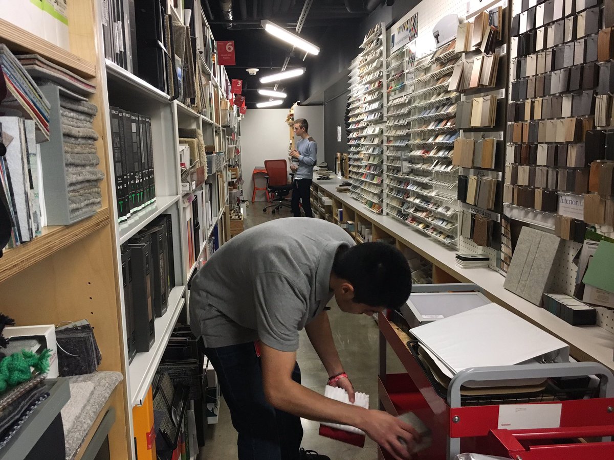 wearedavincix's tweet photo. Learning the ins and outs of the materials library and helping Gensler get ready for the big move. #dvx17 #davinciinternships https://t.co/AiQm3eBfzf