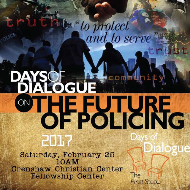 eifministries's tweet photo. Join Pastor Fred as Crenshaw Christian Center hosts a “Days of Dialogue” event with LAPD on Sat, Feb 25th at 10am in the Fellowship Center. https://t.co/9HRaQOfqw5