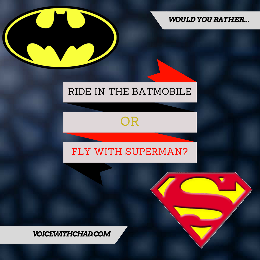 voicewithchad's tweet photo. What would you choose? #WouldYouRatherWednesday #Batman #Superman https://t.co/sBchDylN75