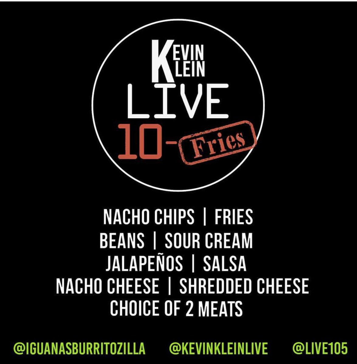 KevinKleinLIVE's tweet photo. This Friday... Shit. Get's. Meal.
See you at @burritozilla SJ for some #FUKale ๐๐ฎ๐ถ 1pm until we explode! https://t.co/QPoMA61tgB