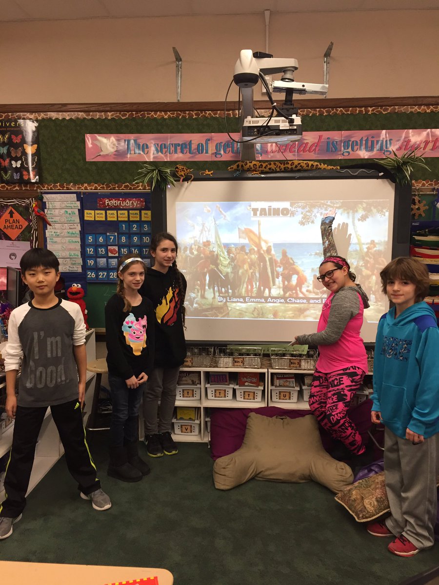 Wild4Class5_4's tweet photo. Students present their Google Slides project on the Taino, Adena, and Haida tribes! Love the creativity! #weeksandgray #hauppaugeschools https://t.co/Yp6Nc18UJU