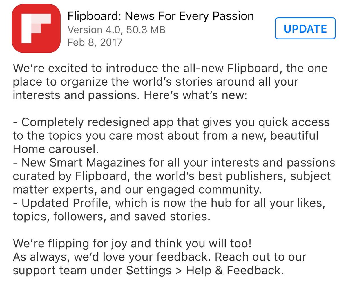 IdeaLabDM's tweet photo. Congratulations to @Flipboard on launching Flipboard 4.0! 👏🏼 It looks great and I look forward to exploring the new features! #Flipboard https://t.co/0VcGfsuxHM
