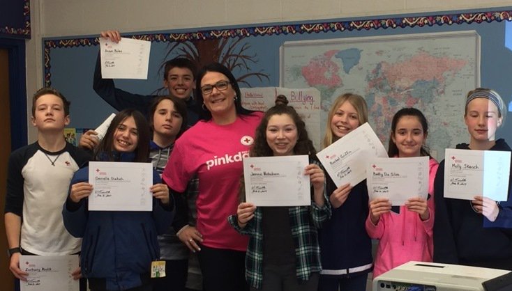 nan_kov's tweet photo. Congratulations #Riverside #BullyingPrevention YouthFacilitators @PeelSchools #PinkDayON Actions have impacts.Make yours bold @RedCrossTalk https://t.co/pfq10tkBsS