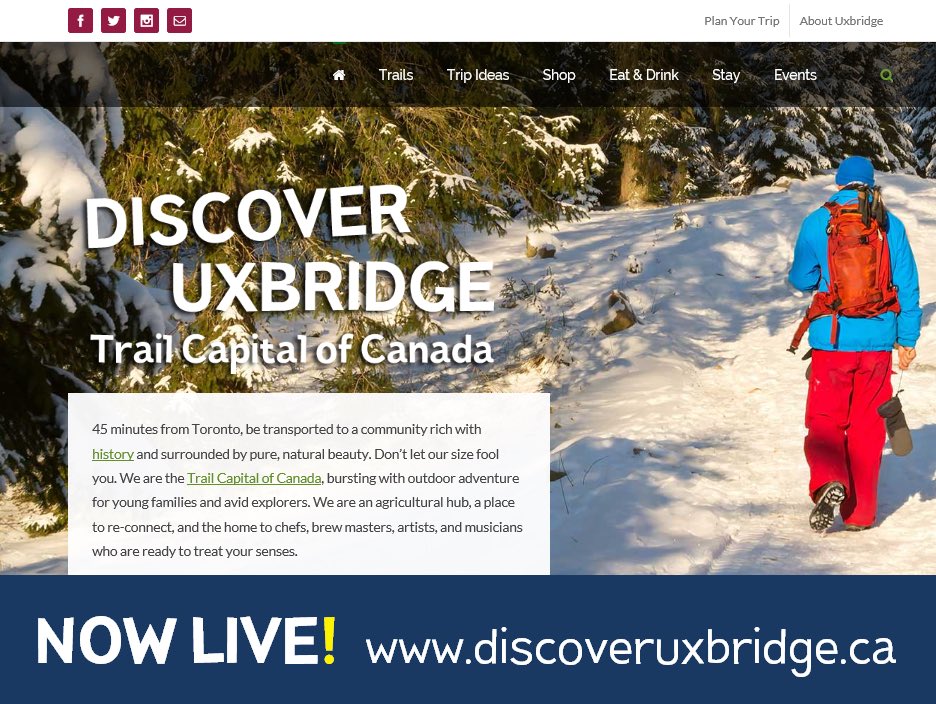 ✨🎉 The day has come. We are THRILLED to share the new Uxbridge tourism website with the world: discoveruxbridge.ca