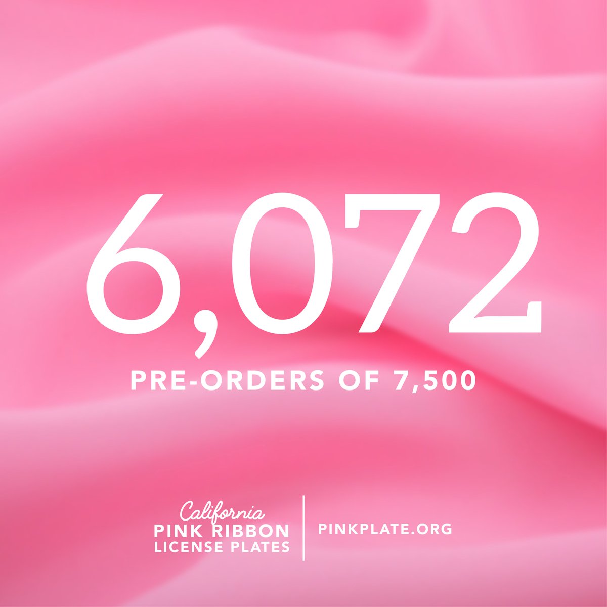 pinkplateca's tweet photo. 6100 pre-orders is in reach! Order your California Pink Plate today and help raise funds for the EWC at https://t.co/6bNJTb1U9g #PinkPlate https://t.co/TLbvZecu5C
