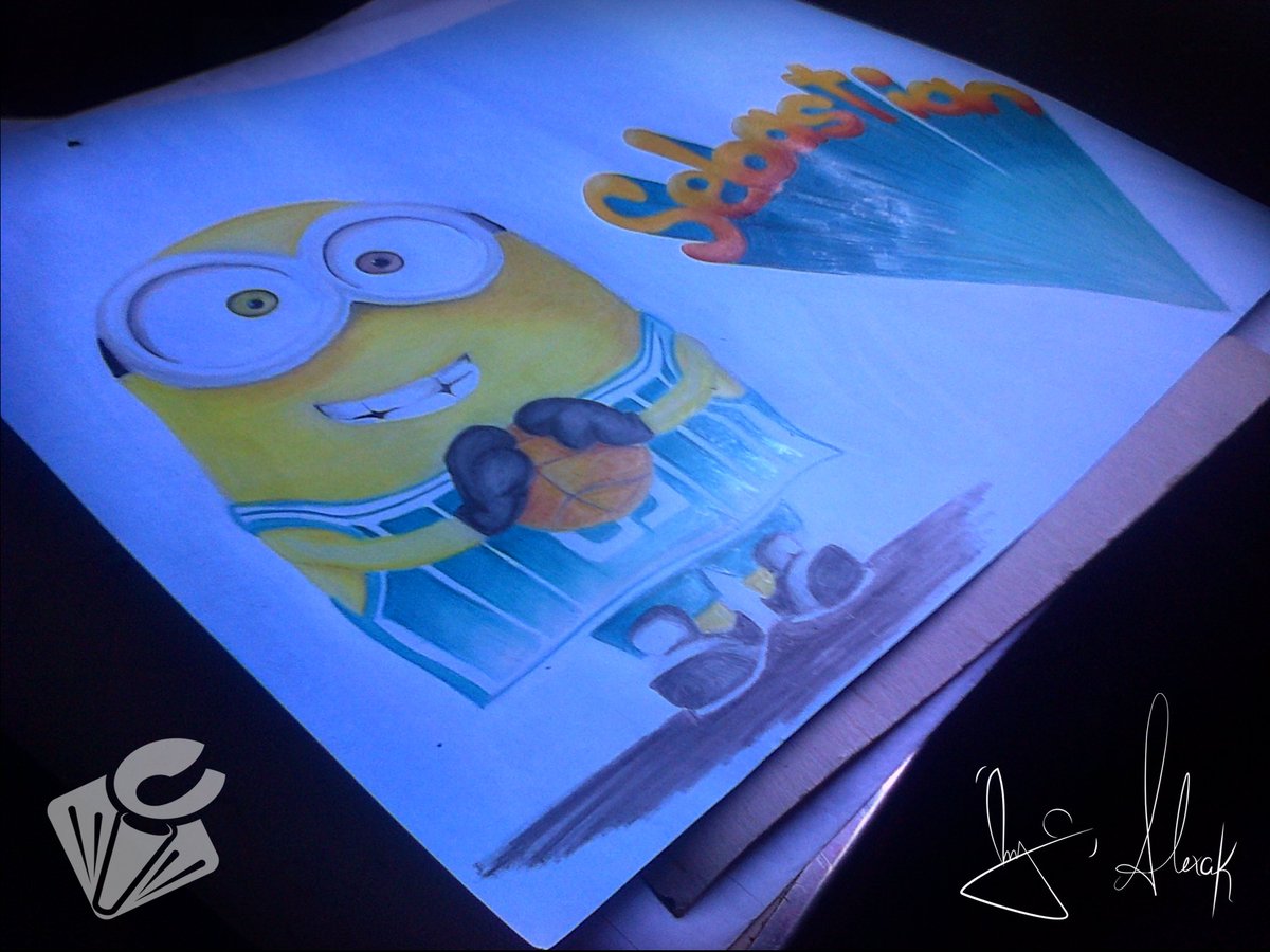 impulsoC20's tweet photo. #Creativepush #handillustration #ilustracionamanoalzada #ilustracion - cartel de minions basquebolistas con tecnica de creyon https://t.co/dEL8LLKqu0