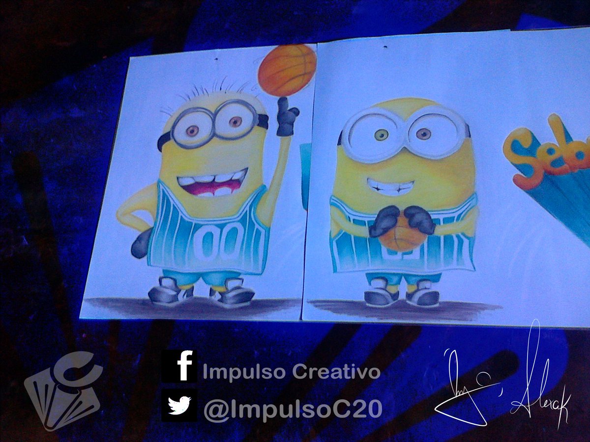 impulsoC20's tweet photo. #Creativepush #handillustration #ilustracionamanoalzada #ilustracion - cartel de minions basquebolistas con tecnica de creyon https://t.co/dEL8LLKqu0
