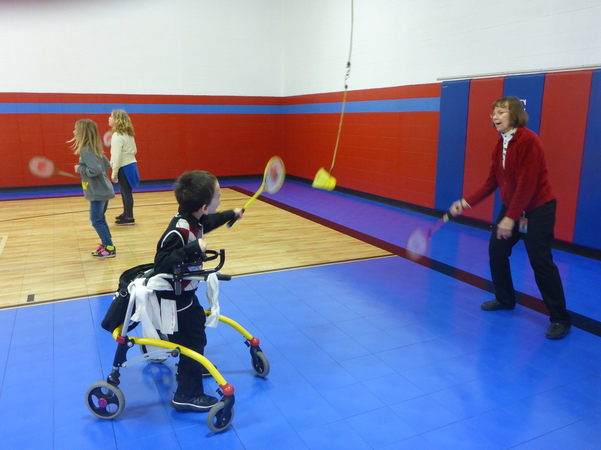 CardsPE's tweet photo. Joseph was showing Mrs. Peterman his mad badminton skills today in PE! We love how she helps us at CIS. @CIScards345 https://t.co/wvuBBIXqhW