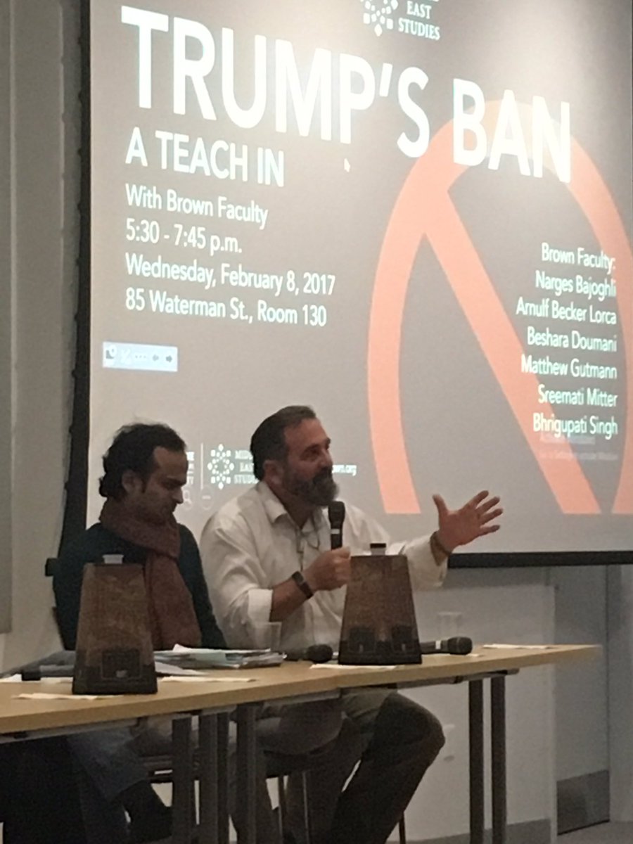 BrownCMES's tweet photo. Prof. @MCGutmann: "Even if we change [minds], we have to be ready for the fact we won't change most minds. And that's okay." #TrumpsBan https://t.co/GrPoXZDc2s