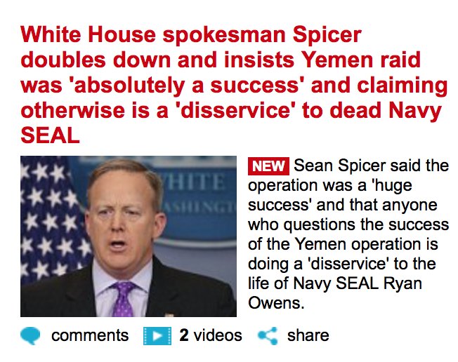 WorldViewOne's tweet photo. .@PressSec @congressdotgov a raid is not considered a success when a Navy Seal Dies and so do innocent children, women and men. Stop Lying. https://t.co/TH1V4Hwnx7