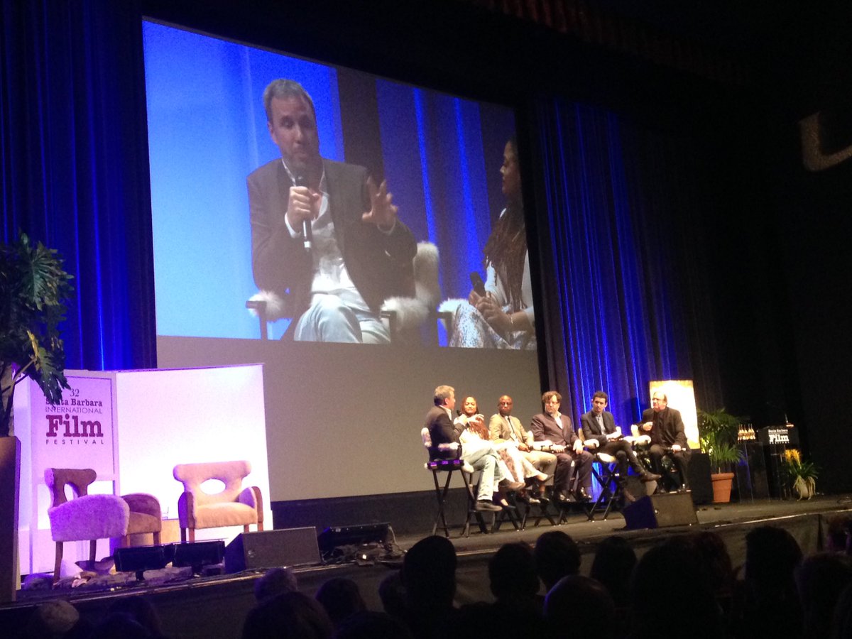 Goochoid's tweet photo. @arrival Director Denis Villeneuve on stage at @SBIFF with fellow brilliant directors! #MakingMovies #inspiring #futureFilms https://t.co/rYBZ8aOe9K