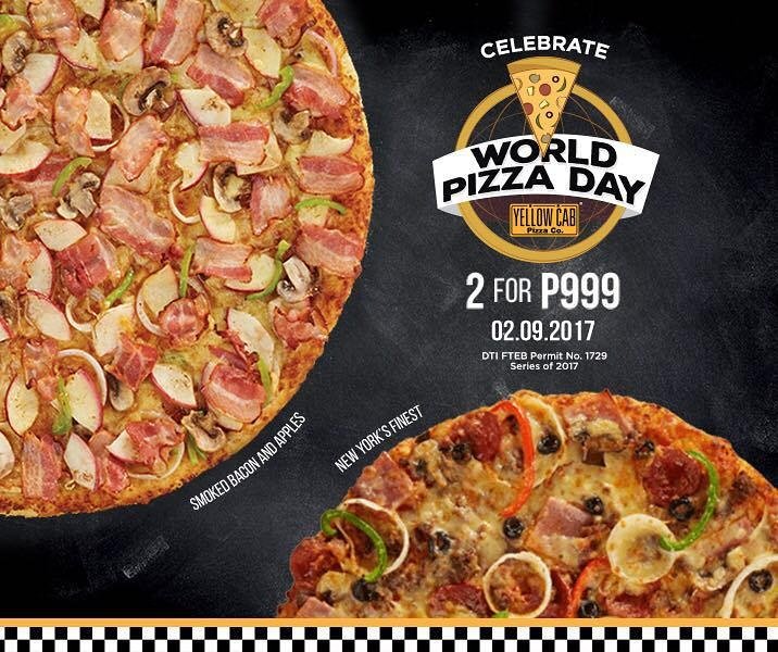 For those who prefer take-out, you may want to avail of this special deal from Yellow Cab for their World Pizza Day celebration today!