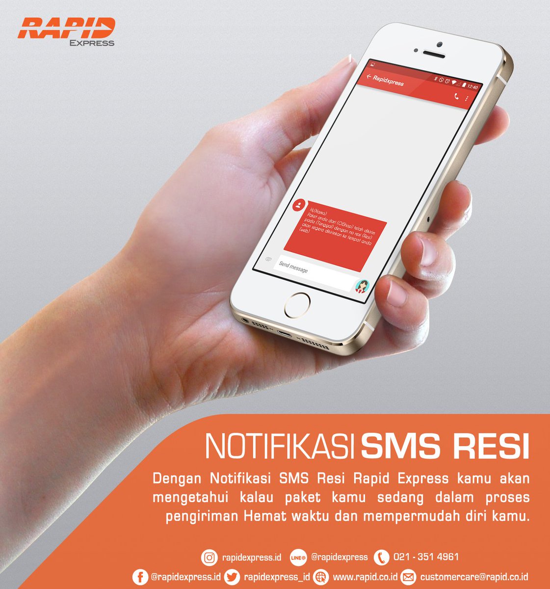 Rapidexpress_id's tweet photo. NOTIFIKASI SMS RESI

Info Rapid Express
Instagram : @rapidexpress.id
Line : @rapidexpress (use @) 
Facebook : @rapidexpress.id https://t.co/1wLlWI70Cz