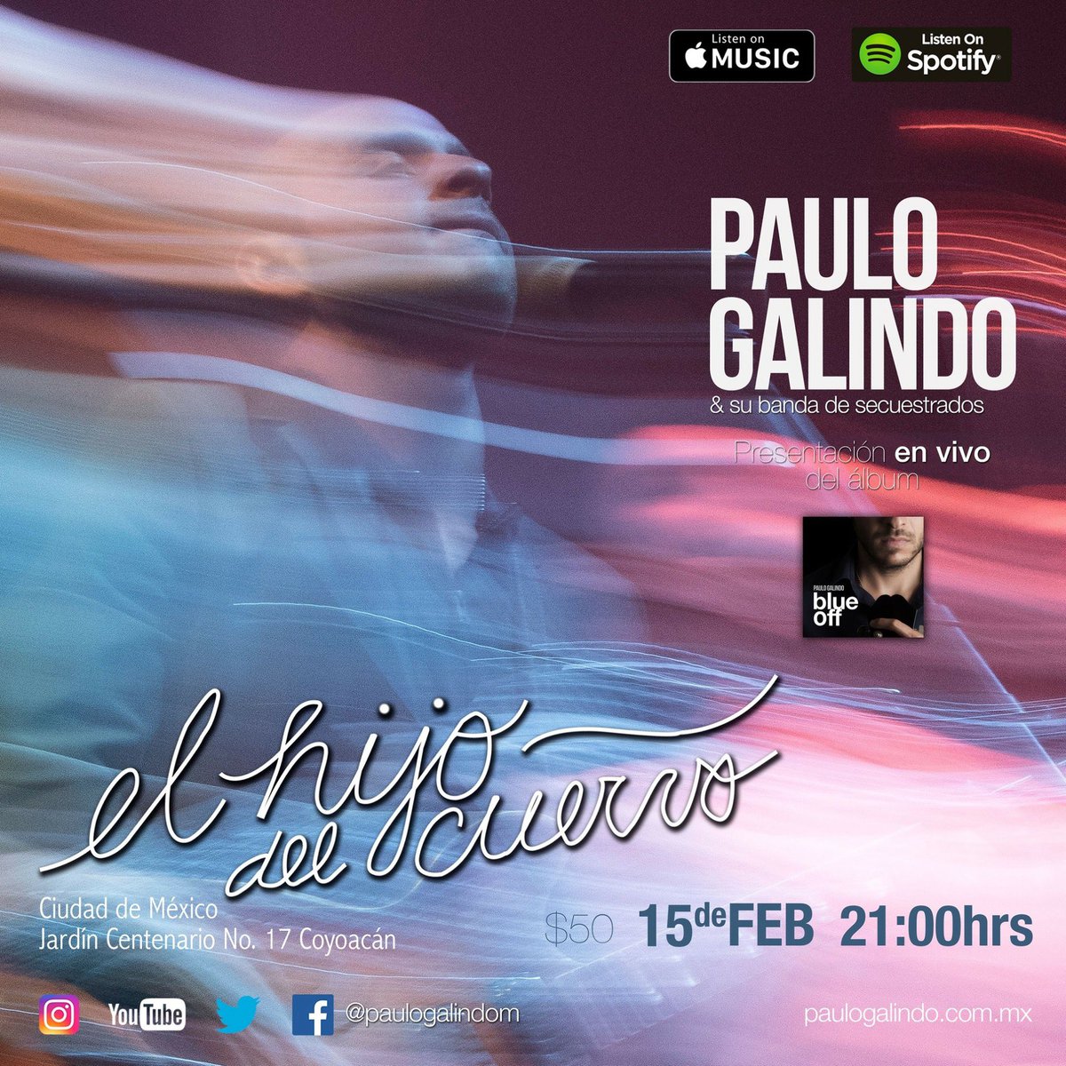 PauloGalindom's tweet photo. 15 de Febrero. #cdmx ¡Gracias x RT! #indiemusic #indie #blueOff #azul #secuestrado #music #live https://t.co/NVLeWHQGlR
