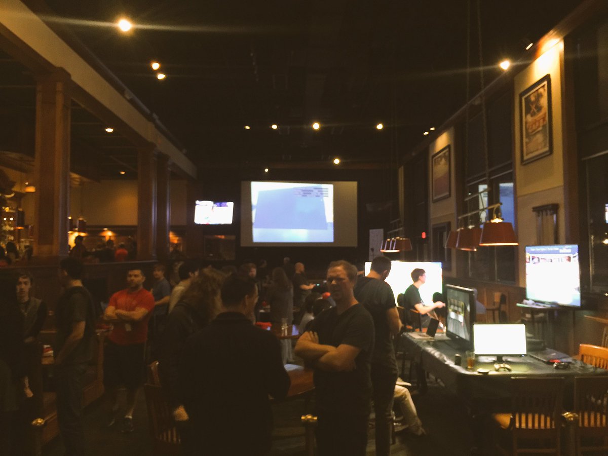 Foxygen_Prime's tweet photo. Legends of the amazing @SSDESTO are being spread at #NorthAustinGameNight. Thanks @AmznGameDev!!! 👾 https://t.co/cdiPVSWoEC