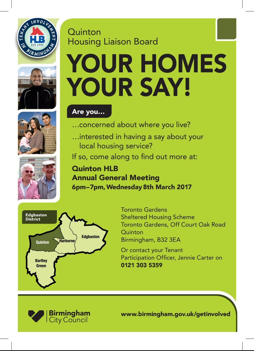 QuintonB32News's tweet photo. We are very happy to promote the next @HlbQuinton AGM taking place in March at Toronto Gardens in Quinton. Go and get involved #LoveQuinton https://t.co/Wiljmact21