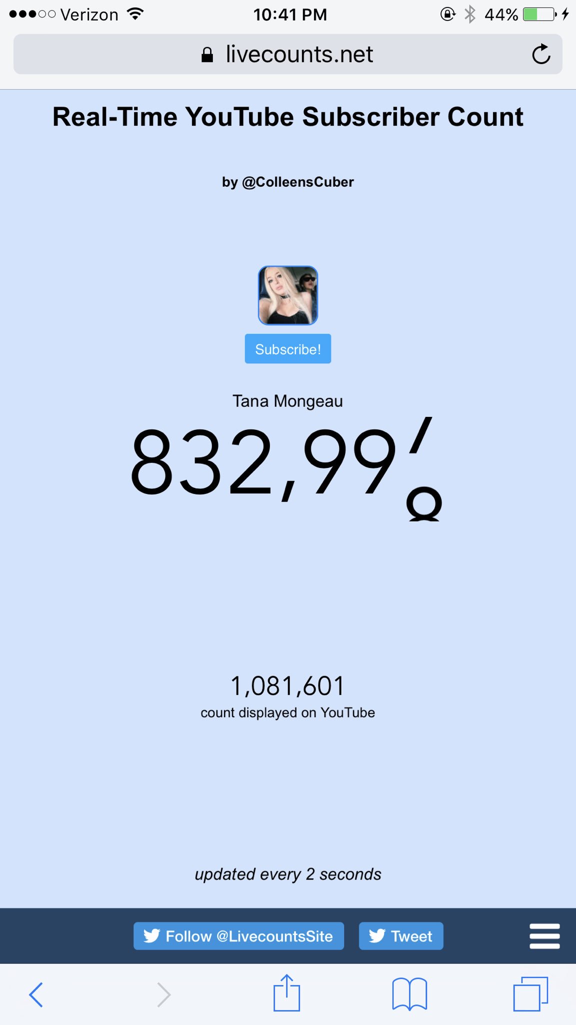 Tana mongeau youtube subscriber count