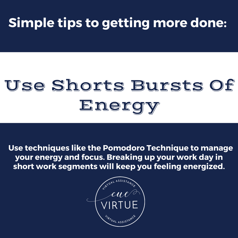cueVirtue's tweet photo. Thursday tip: Use short bursts of energy to tackle tasks. The Pomodoro technique! #Pomodorotechnique #FrancescoCirillo #cuevirtue #hireaVA https://t.co/sx6oiBPsZQ