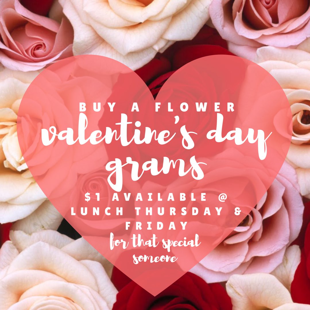 2017_schs's tweet photo. It only takes $1 to make someone's day🌸💗🌷 Valentine's Day flower grams on sale tmrw and Friday at lunch✨✨✨ https://t.co/eZgUDpk20l