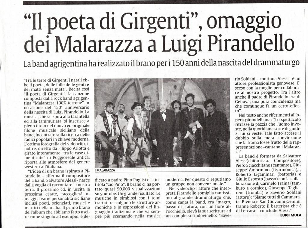 Su #LaSicilia oggi si parla di noi e del nostro ultimo #videoclip "Il Poeta di Girgenti"