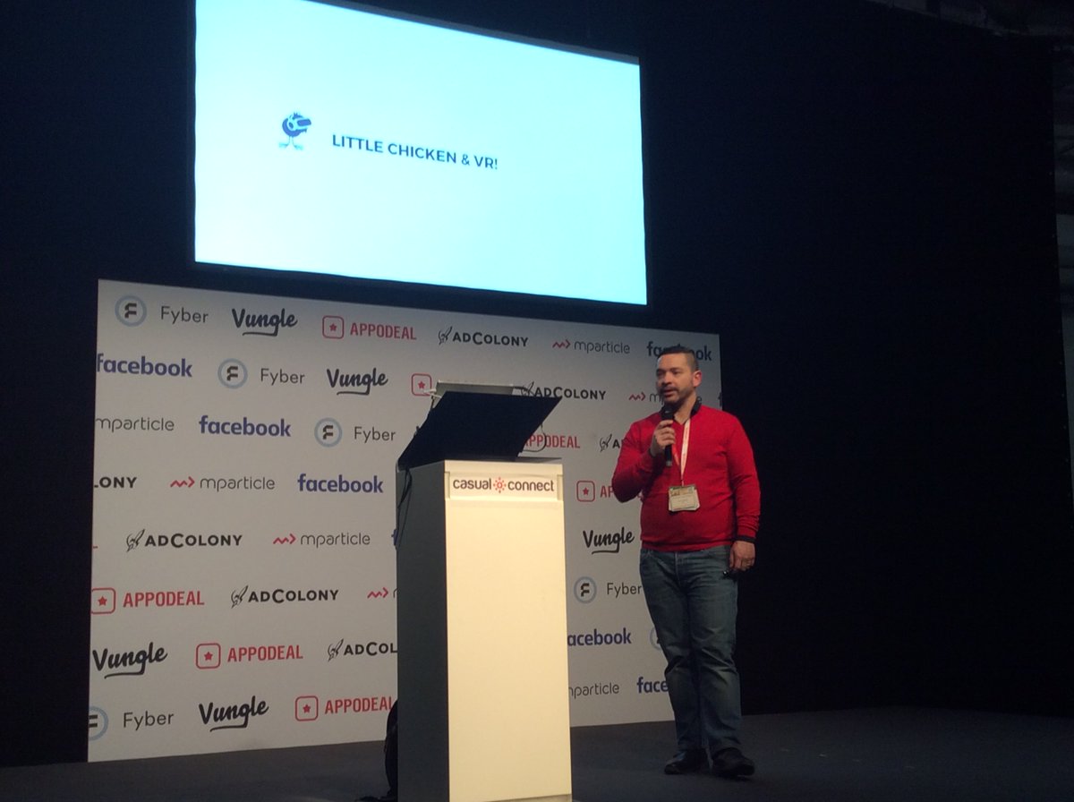 Athanateus's tweet photo. Yannis @littlechickenco is talking about making art in VR for the masses and even making music in VR @CasualConnect #ccberlin https://t.co/vEWggclljr