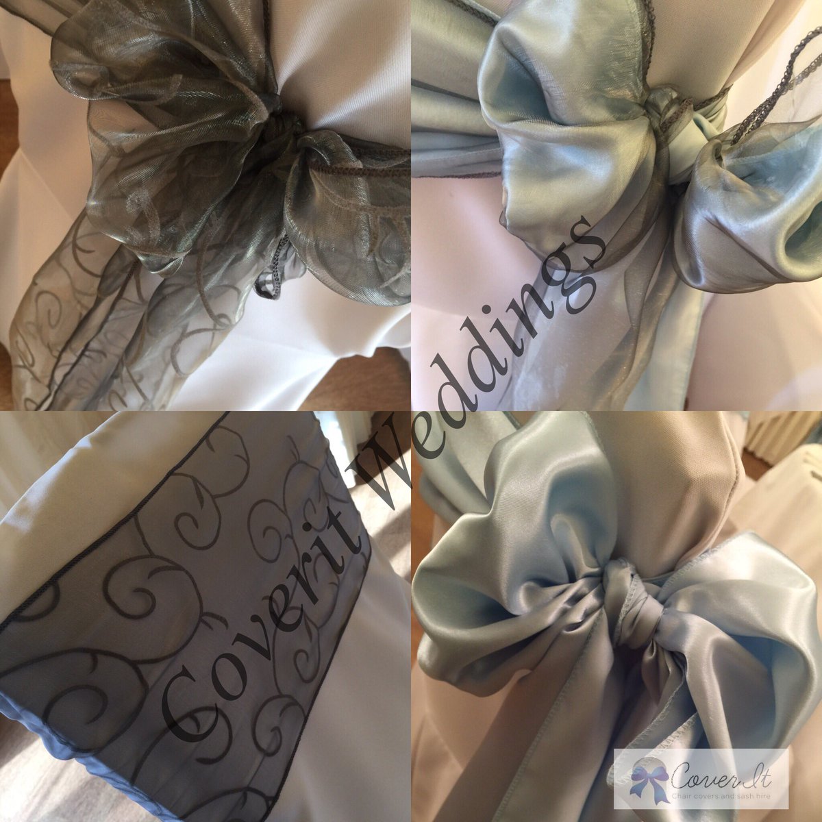 coveritweddings's tweet image. Trending #iceblue and #graphitegrey #organzasashes 💙