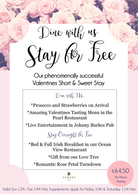 ArmadaHotel's tweet image. Romance is alive and well on the #WildAtlanticWay, spoil someone with our #ValentinesBreak Dine with us, Stay free!
armadahotel.com