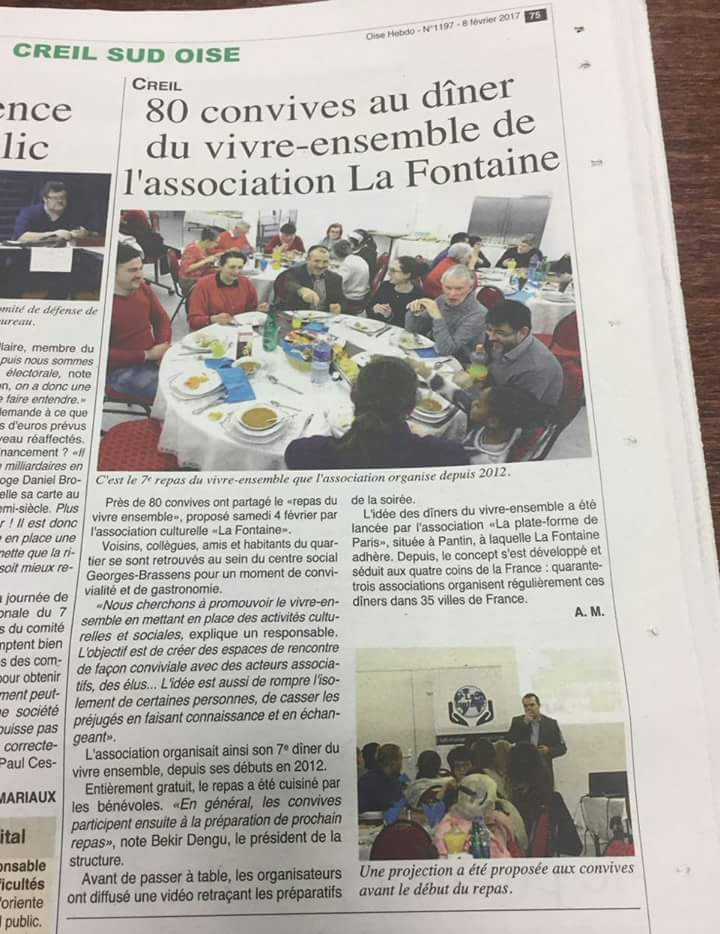 Les dîners du vivre ensemble dans la presse <a href="/DVivreEnsemble/">Dîner vivre ensemble</a> <a href="/VilleDeCreil/">Ville de Creil</a> @LeParisien_60