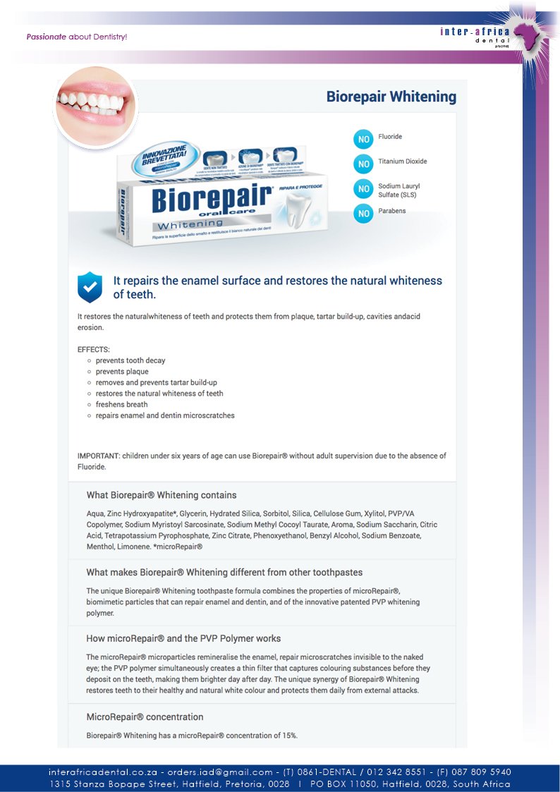 BiorepairPlusSA's tweet photo. @BiorepairPlusSA - Biorepair Plus Whitening - Bring out the natural whiteness of your teeth - LEARN MORE: https://t.co/fCBOsltQbo https://t.co/gBDcczCE5a