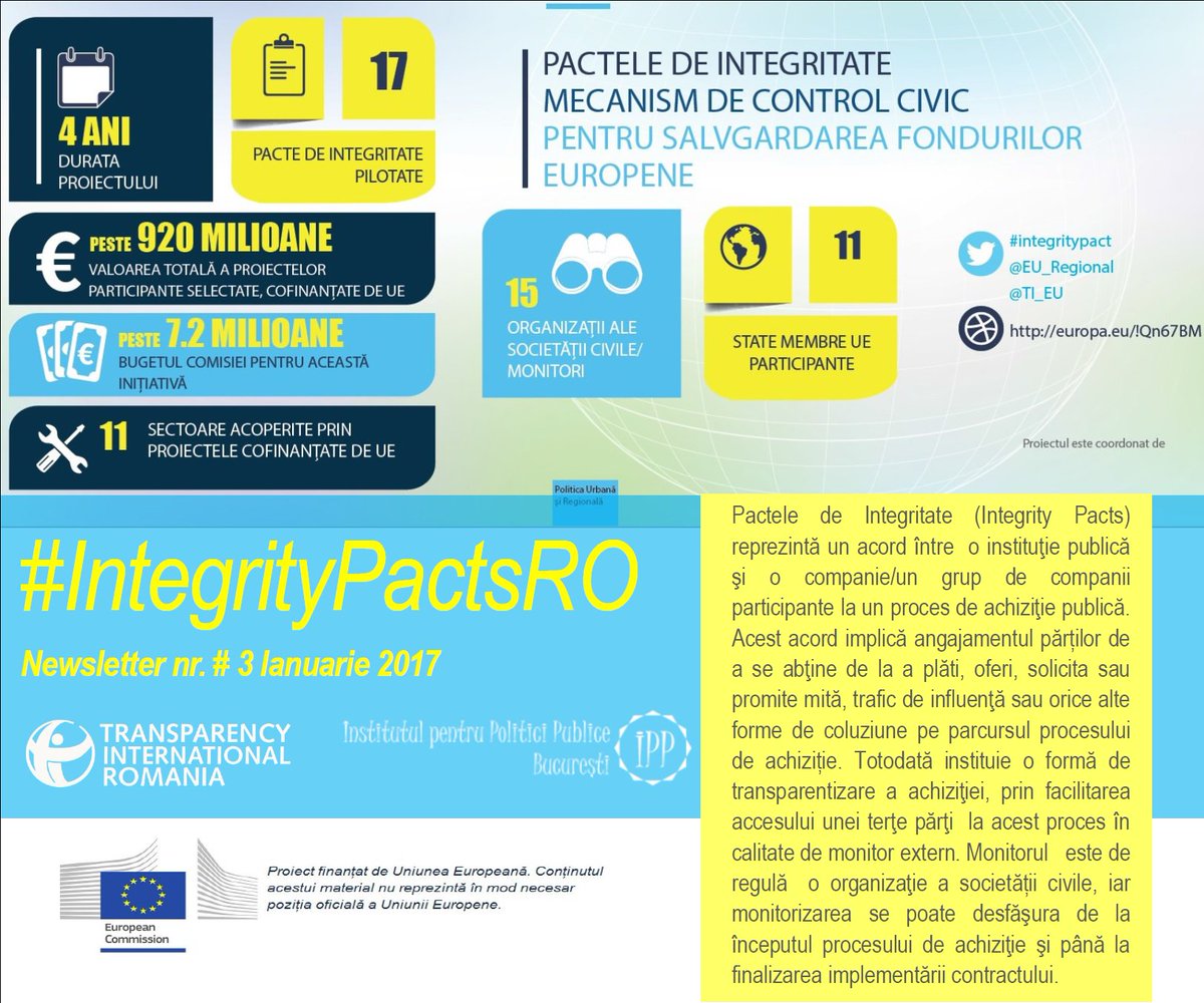 Al treileanumăr din newsletter-ul dedicat Pactelor de Integritate. Pentru mai multe informații=>goo.gl/NmdAu1 #IntegrityPactsRO