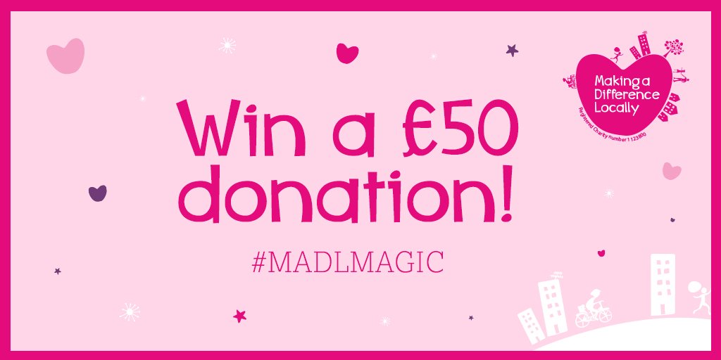 MADLcharity's tweet photo. It's #MADLMAGIC again! RT+FOLLOW for your THIRD chance to WIN £50 for a lovely local cause. There's always tomorrow if you don't win today 💖 https://t.co/svWB00gkmd