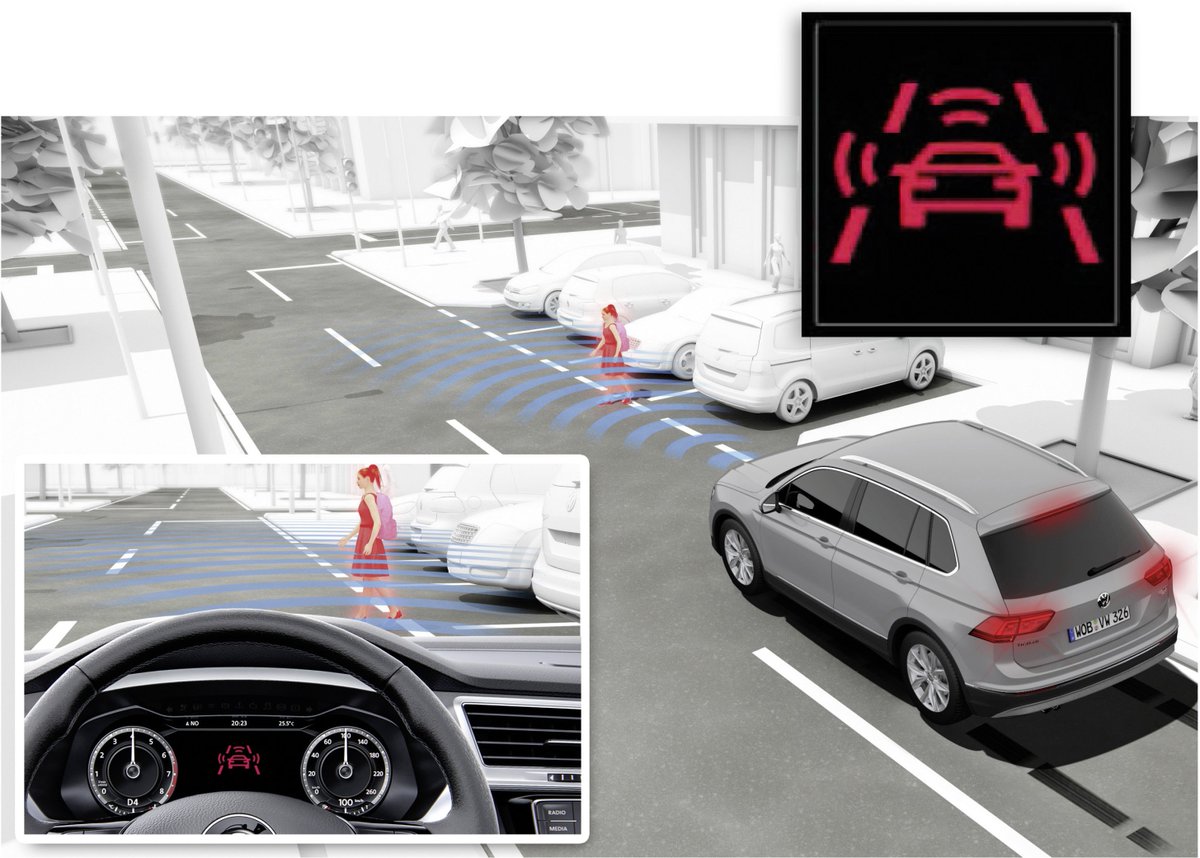 Standard in the #VWNewTiguan in Europe: Front Assist with City Emergency Braking and Pedestrian Monitoring. #VW #Tiguan