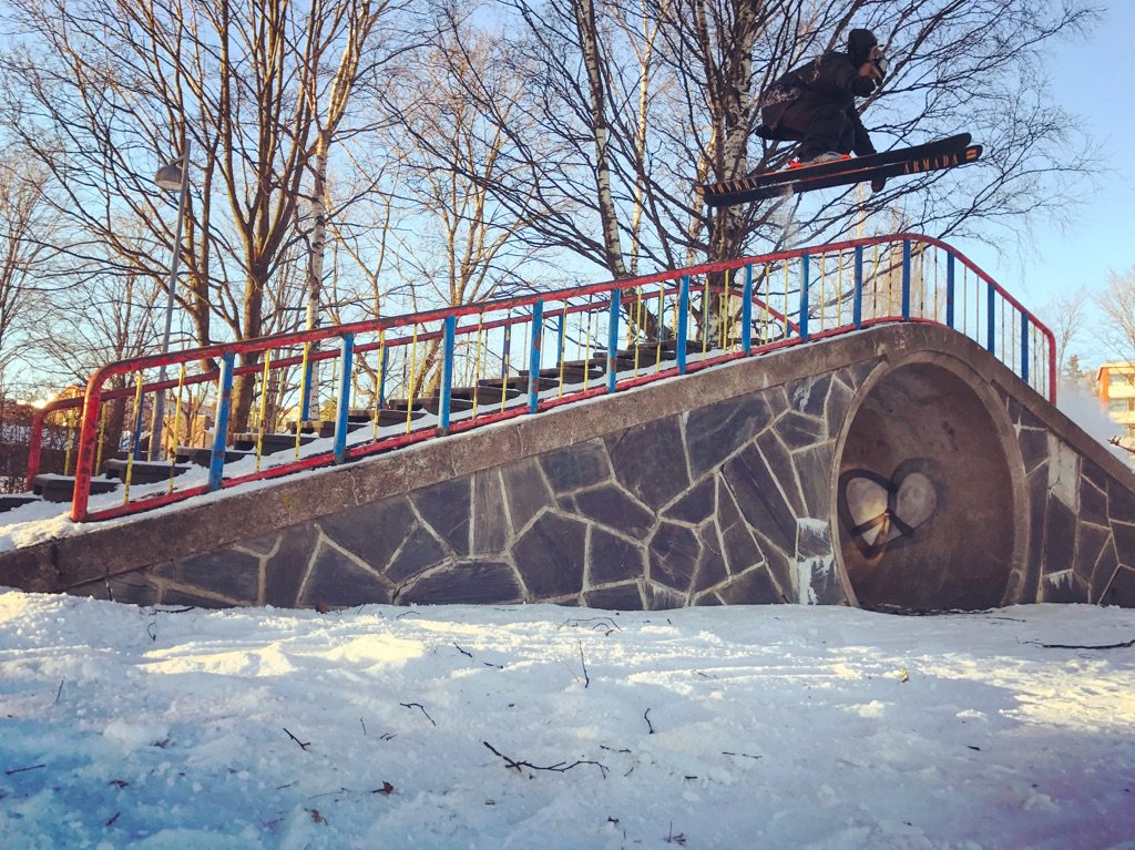 <a href="/MikeHornbeck/">Mike Hornbeck</a> getting it! Airing on to a classic spot in Helsinki <a href="/GoodCompanySki/">Good Company</a>