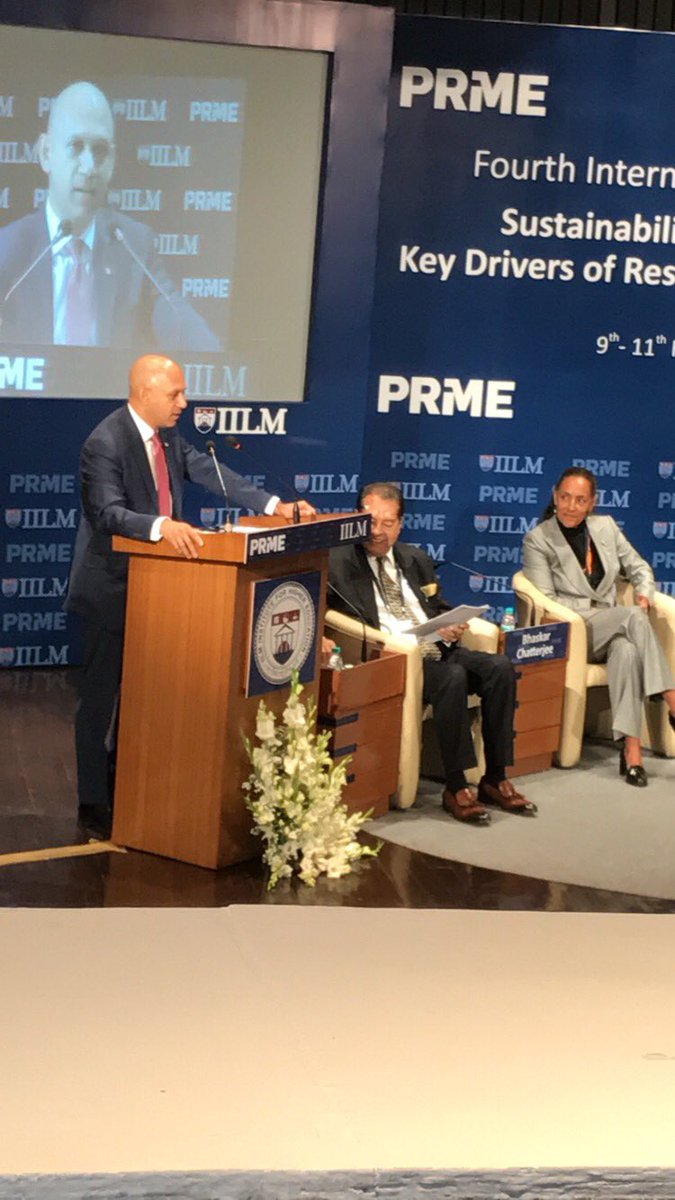 AhujaRachita's tweet photo. @IilmInstitute H.E.Nadir Patel giving a speech on sustainability and innovation #GlobalCompact #IILMPRME https://t.co/OwTytzi5sS
