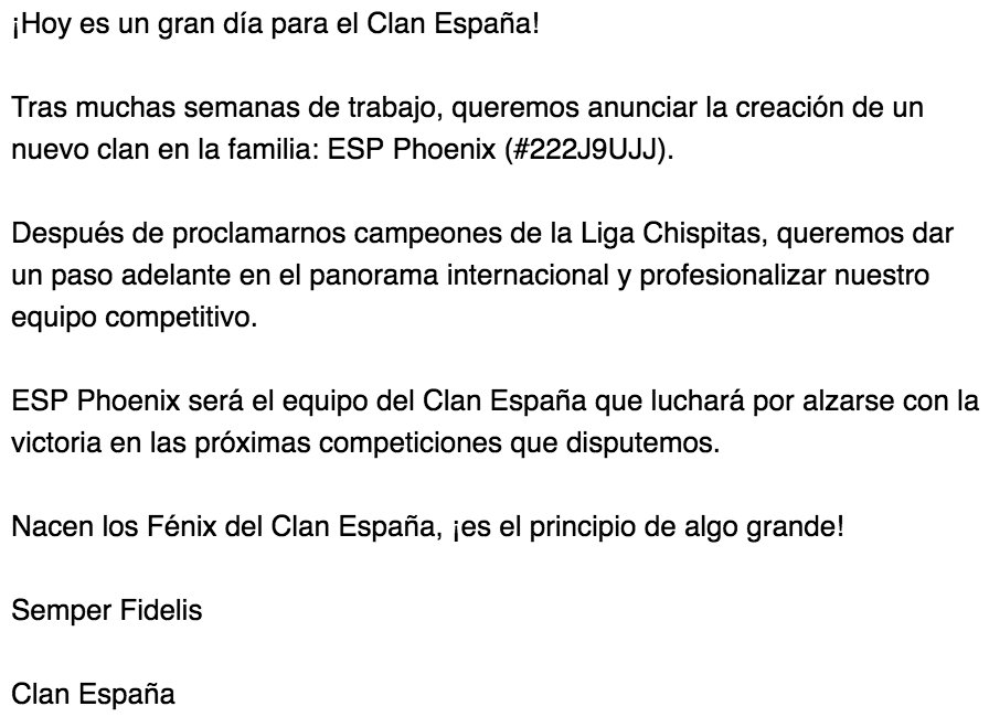 Noticia importante del Clan España, ¡hoy es un gran día para nosotros!