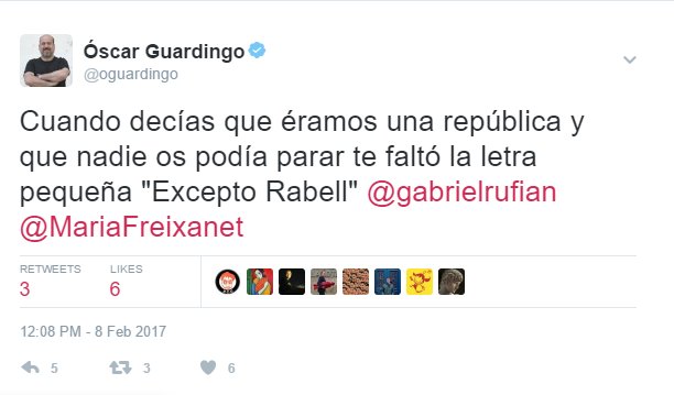 Gargotejant's tweet photo. Un senador d'En Comú Podem traient pit perquè en Rabell pararà la república. No puc amb tant de #CanviReal. https://t.co/xITpV4VsQ9 https://t.co/6Hf2ZsRIml