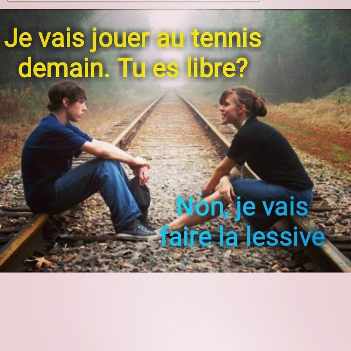 todayfrench's tweet photo. CONVERSATION :
-- Je vais jouer au tennis demain tu es libre? https://t.co/fi8Fz2wK28

#french #learnfrench #language https://t.co/nywUXEkzeC