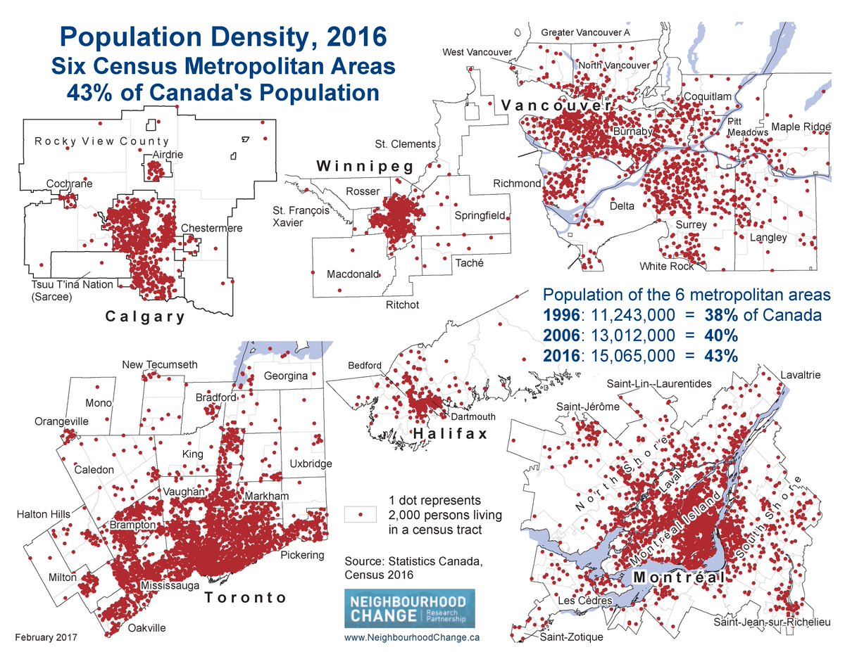 Where 43% of Canadians live.
Six metropolitan areas.
Socially diverse &amp; key to the economy.
What are Canada's urban policies &amp; programs?