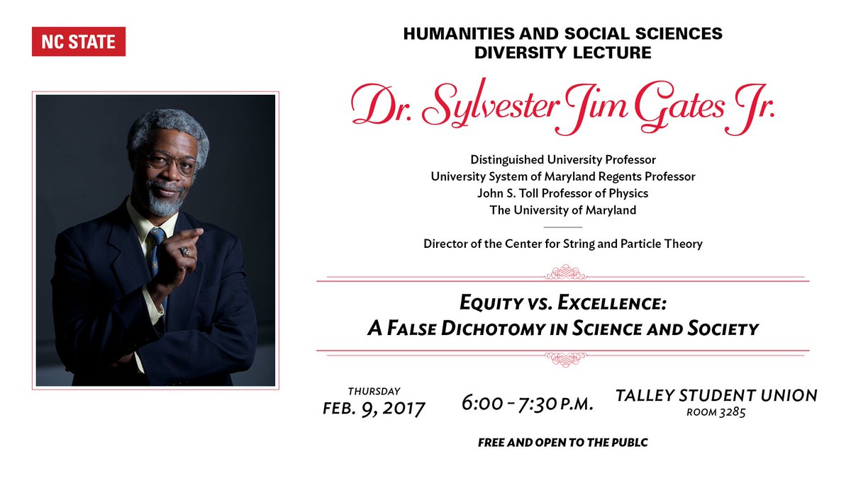 Happening TONIGHT! <a href="/Dr_JimGates/">SylvesterJamesGates</a> <a href="/NCState/">NC State University</a>