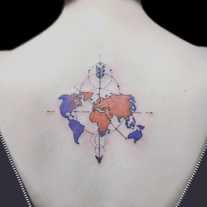 Top 30 World Map Tattoos For Men  Lazy Penguins